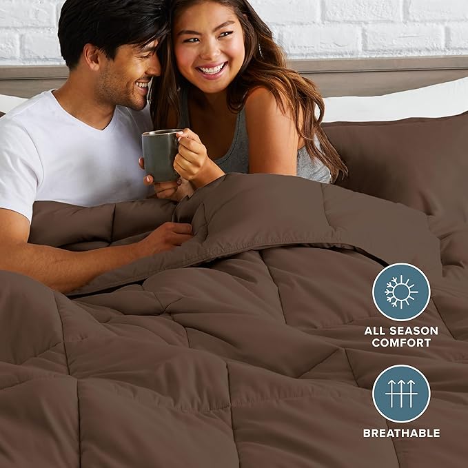 Bare Home Comforter Set - Queen Size - Ultra-Soft - Goose Down Alternative - Premium 1800 Series - All Season Warmth (Queen, Cocoa)