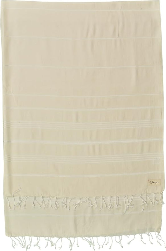 Bersuse Towels Anatolia XL Beach Blanket Throw Blanket Turkish Towel 100% Cotton Extra-Large Quick-Dry Lightweight Premium Peshtemal Towel - 61x82 Inches, Natural (Set of 6)