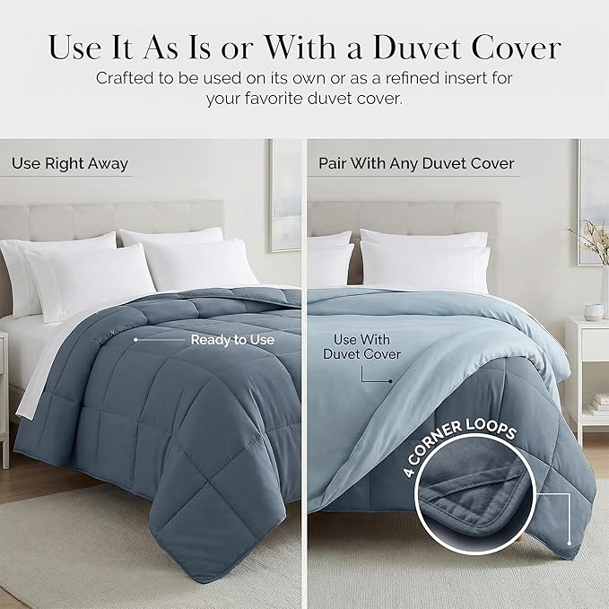 Southshore Fine Living, Inc. Comforters, King Size Down-Alternative Comforter, Oversized Cal/King Blue Comforter, Hotel Quality, All Season, Pet Hair Resistant Bedding, Slate Blue