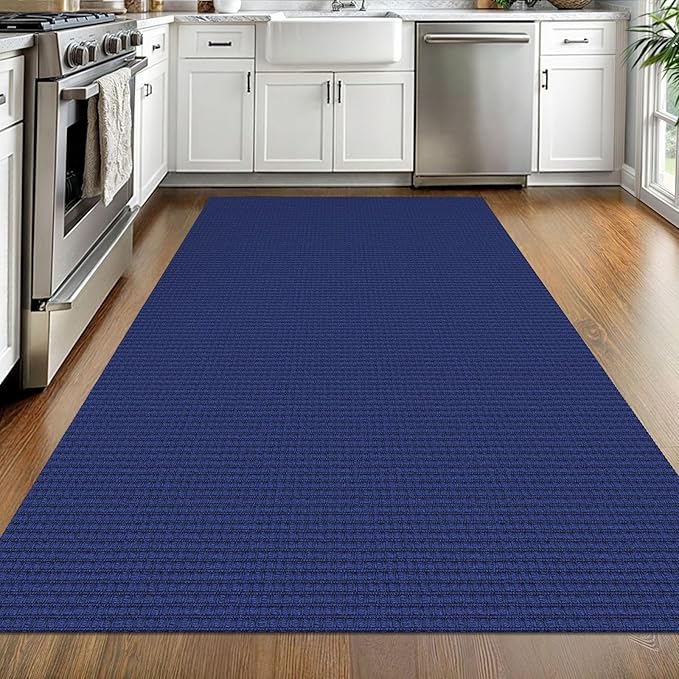 EARTHALL Woven Area Rug 4x6 Ft Washable Rugs for Entryway Non Slip Braided Throw Rugs Bedroom Carpet Cotton Entry Rug Cotton Floor Carpets for Bedroom Dining Room Living Room, Royal Blue/Navy