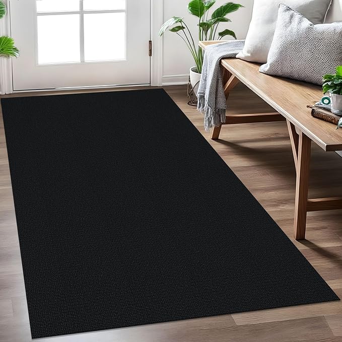 EARTHALL Washable Area Rug 3x5 Ft Non Slip Rugs for Entryway, Braided Throw Rugs Door Mat Indoor Outdoor Entrance, Cotton Woven Carpet for Kitchen Foyer Front Door Living Room, Black/Grey