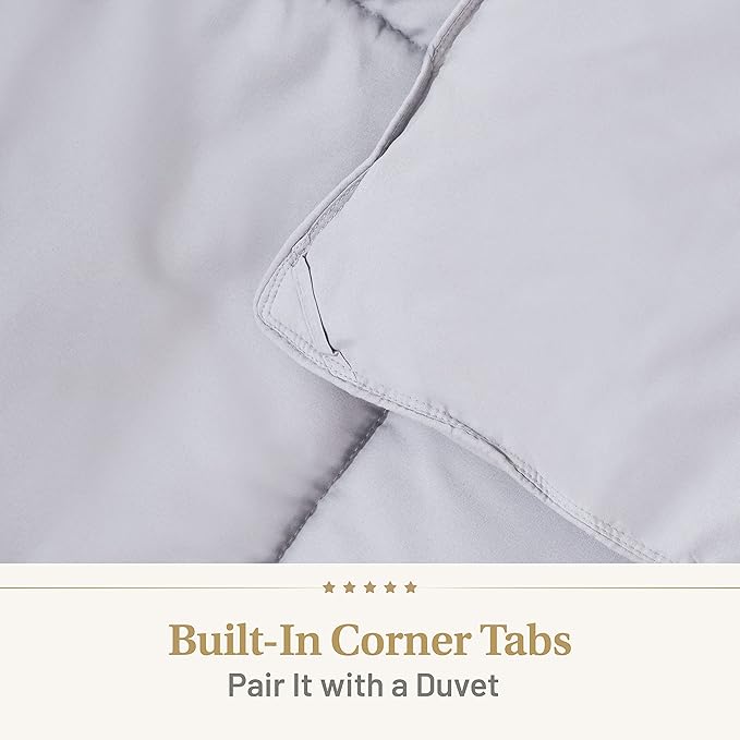 Lavish Comforts® Grey King Comforter – Fluffy Down Alternative Duvet Insert, Light Grey Comforter, All-Season Bedding, Hypoallergenic, Machine Washable, King Duvet Insert w/Corner Loops