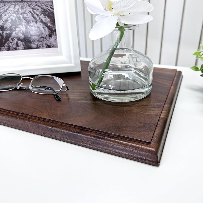 Plymor Solid Walnut Rectangular Wood Display Base with Ogee Edge, 16.75" W x 10.5" D x 0.75" H, Pack of 2