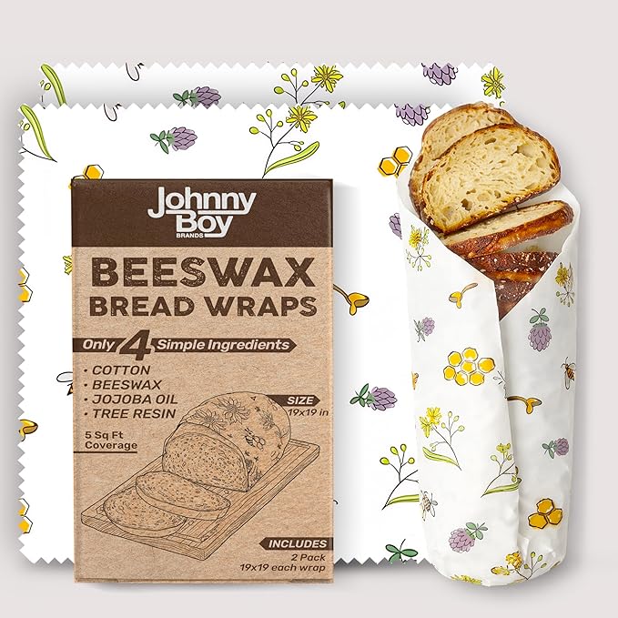 2 Pack - XL 19" x 19" - 5 Sq Ft - Beeswax Bread Wraps, Total 5 Sq Ft Coverage, Eco-Friendly Alternative to Plastic Wrap for Bread Storage, Bowls & Food Storage (Plum)