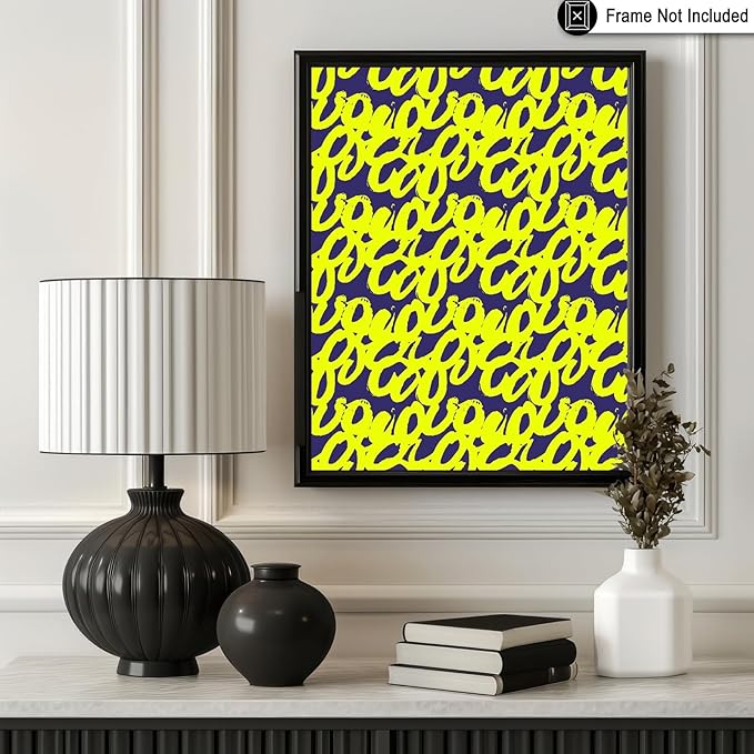 Monem Art Neon Script Pattern Print - Modern Graffiti Typography Poster - Wall Decor for Living Room, Bedroom or Office - 16x20 Unframed Wall Art by Rs Lab Studio