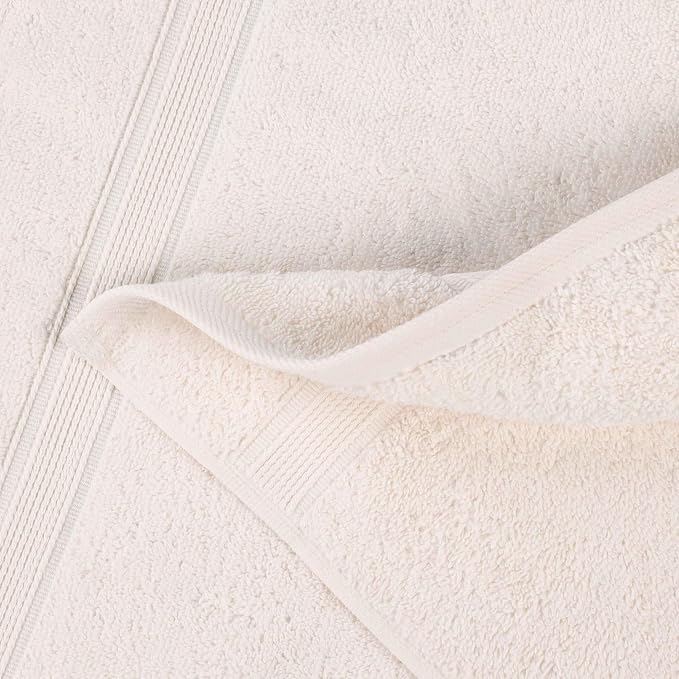 Superior 100% Organic Cotton Bath Towel Set of 3, Daily Use for Bathroom, Guest Bath, Quick Dry, Spa, Resort Towels, Absorbent, Home Essentials, 3-Piece Bath Towels, Oregon Collection, Ivory
