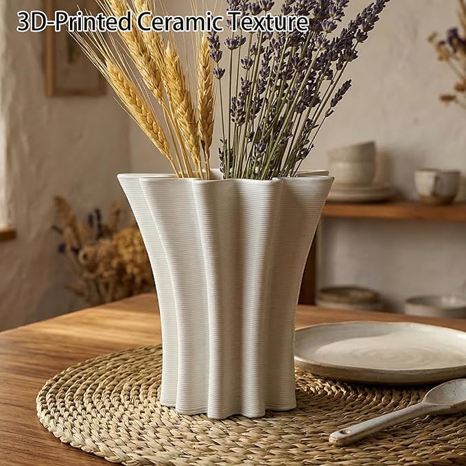 Contemporary White Ceramic Vase, Abstract Irregular Shape Sculptural Accent for Home Decor, Modern Artistic Centerpiece for Coffee Table or Bookshelf