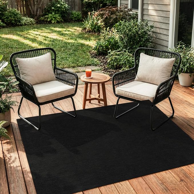 Uphome Boho Area Rug, 3x5 Machine Wasbable Rugs for Kitchen, Non Skid Low Pile Braided Cotton Farmhouse Entryway Rugs Indoor, Dirt Resistant Black Throw Rug Door Mats for Front Door Bedroom Bathroom