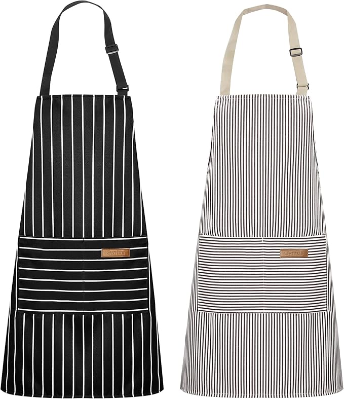 Syntus Apron for Men Women, Adjustable Cooking Kitchen Chef Aprons with 2 Pockets