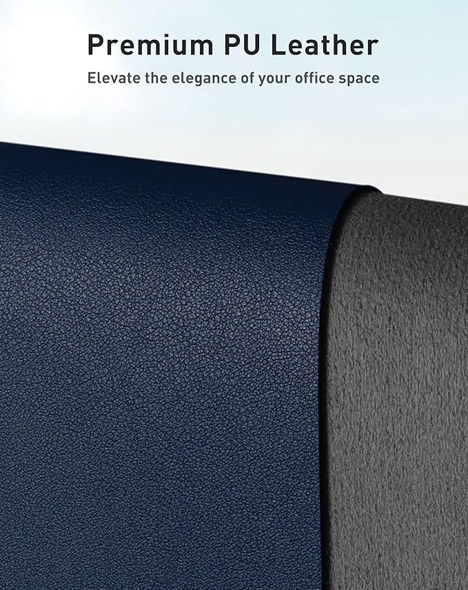 Aothia Faux Leather Desk Mat - Large Mouse Pad, Non-Slip PU Leather Blotter, Waterproof Writing Surface for Office and Home (Dark Blue, 42" x 17")