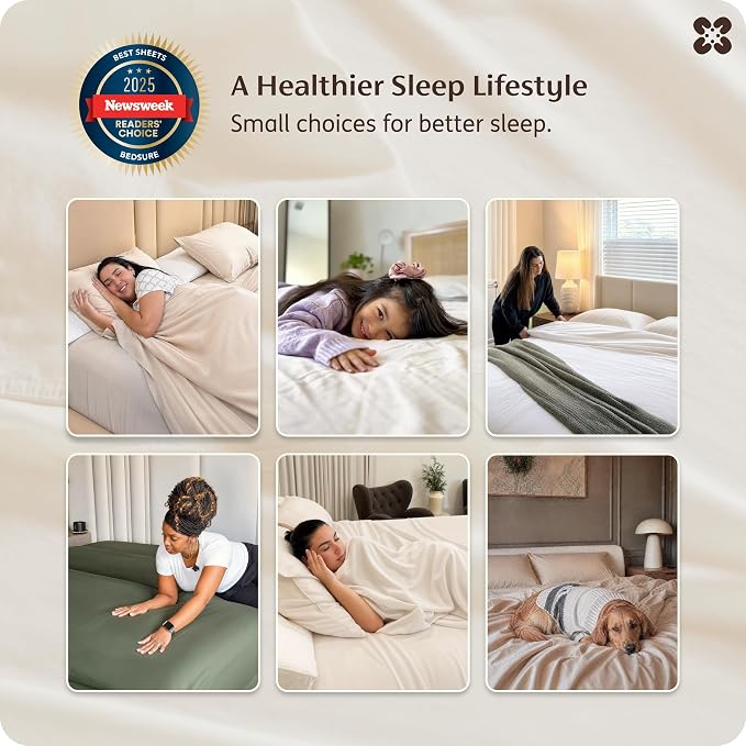Bedsure 100% GOTS Certified Organic Cotton Sheets, Queen Sheet Set, 17" Deep Pocket Bedsheets with Corner Straps, Eco-Friendly, Soft & Luxury PureWoven Cotton Hotel Bedding, 4PCS, Navy