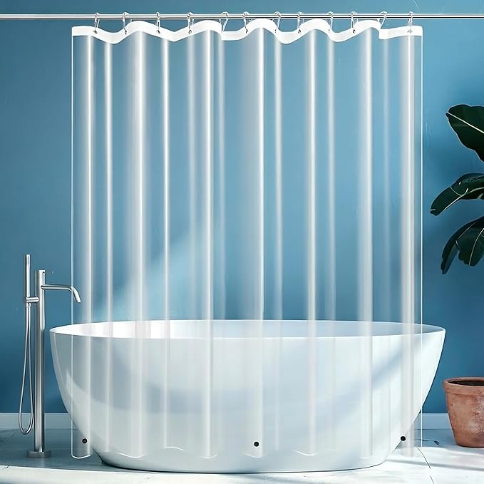 RELY+ Shower Curtain Liner with Magnets | 72X72 inches | Clear PEVA, 70 GSM Premium Thickness | Fits Standard Shower, Waterproof, Odour-Free, Rustproof Grommets