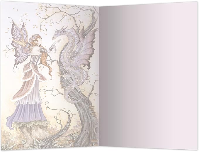 Tree-Free Greetings EcoNotes 12-Count The Dragon Charmer Fairy Blank Notecard Set with Envelopes, Featuring Amy Brown Fairies (FS64557)