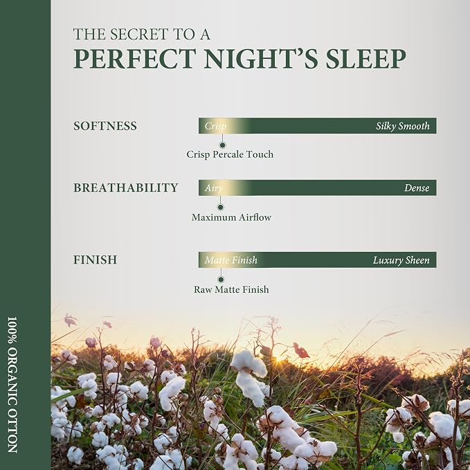 100% Organic Cotton Sheets Queen Size - Organic Cotton Queen Size Percale Weave Sheet Set (4 PC, Teal), Soft, Cooling, Crisp & Breathable, 16" Deep Pocket Hotel Quality Bedding Set