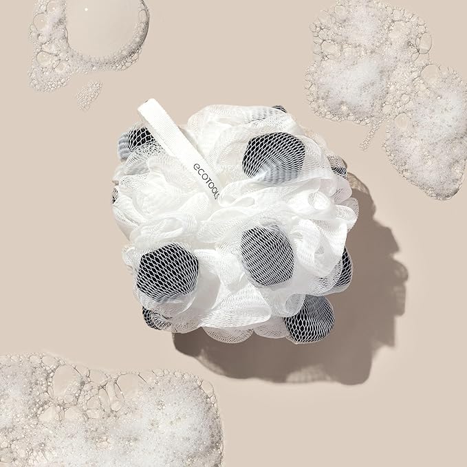 EcoTools Lathering EcoPouf Body Loofah, Exfoliating Shower Sponge Made with 100% Recycled Netting, Bath Pouf for Rich Lather, 1 Count
