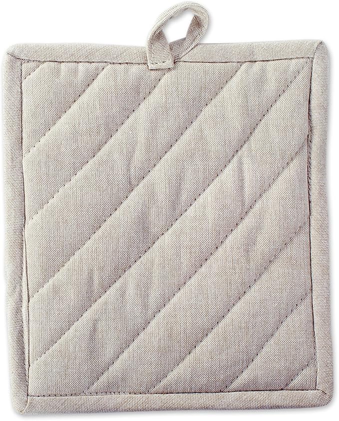 DII 100% Cotton Solid Chambray Kitchen Set, Potholders, Natural, 2 Piece