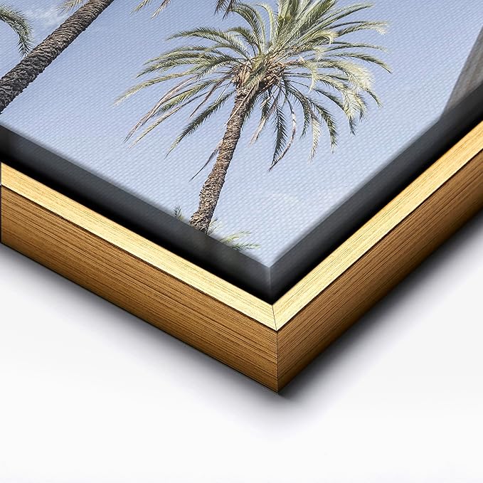 Monem Art Palermo Palm Trees Sicily Print - Tropical European Architecture Poster - Wall Decor for Living Room, Bedroom or Office - 12x16 Gold Framed CANVAS Wall Art by Mareike Bohmer