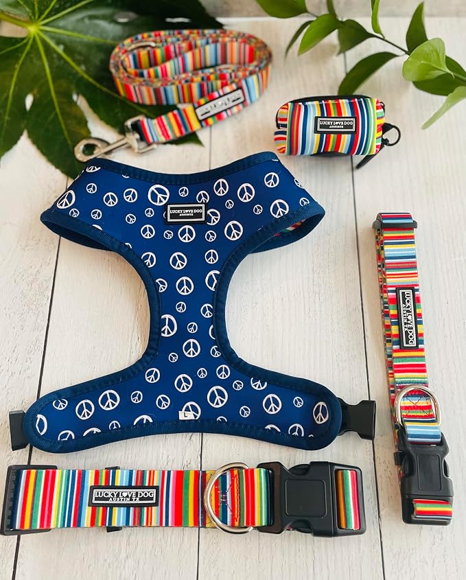 Lucky Love Dog - Adjustable Dog Collar with Easy Click Buckle for Small Dogs, Durable, & Comfortable for Male & Female Dogs, Pet Collar for Puppies & Adult Dogs - Hippie, Small