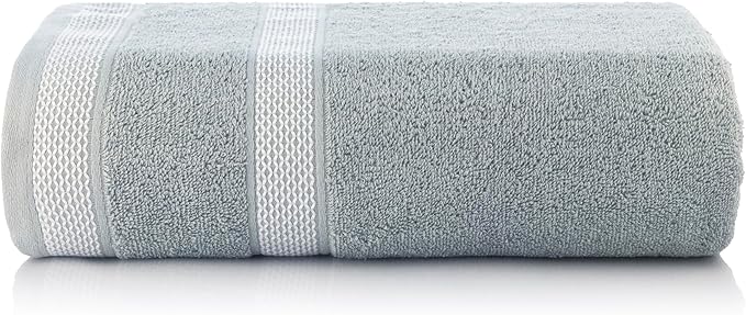 CASA COPENHAGEN Solitaire 2Pcs 100% Egyptian Cotton Large Designer Bathsheet Towels Gift Set- Grey Violet, 600GSM, 35"x70" 2Bath Sheet Towels for Bathroom Set for Women & Men