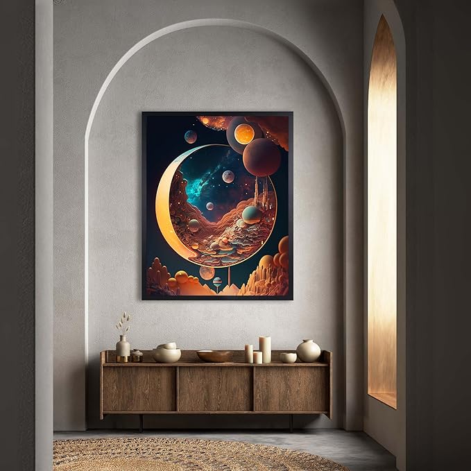 InkFlow Posters Moon Abstract Poster - Abstract & Modern Art for Home, Office, Bedroom, or Living Room Décor - Unique and Inspirational Wall Art - 8x10 Unframed Canvas Print