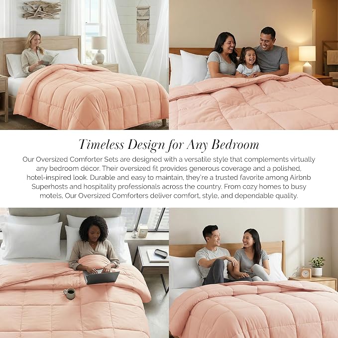 Southshore Fine Living, Inc. Full Size Comforters, Queen Size Down Alternative Comforter, Full Size Pet Hair Resistant Bedding, Fluffy Queen Comforters, Premium Hotel Bedding, Blush