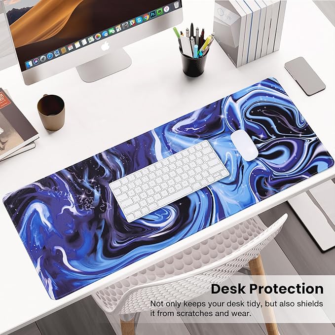 ALOANES Waterproof Mouse Pad with Durable Stitched Edge, Large Gaming Keyboard Pad, Non-Slip Rubber Base, Extended Desk pad for Gamer, Office & Home, Fluid Mousepad 27.6"x 11.8"x 0.12"