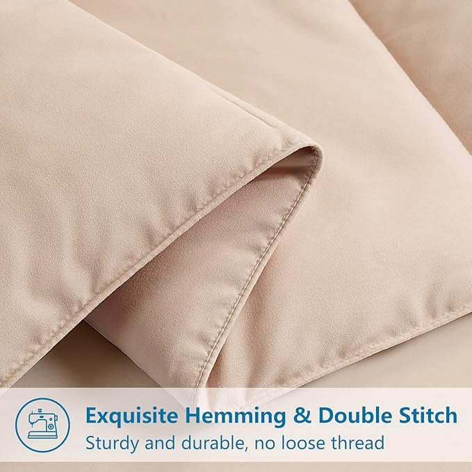EASELAND Queen Size Down Alternative Comforter - Quilted Duvet Insert for All Seasons, Soft Lightweight with Corner Tabs, Summer Winter Warm Bedding, Beige 88×88 Inches