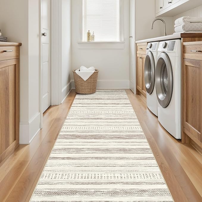 Tortania Area Rug 2x6 Runner Rugs - Washable Soft Neutral Boho Moroccan Farmhouse Rug Indoor Floor Carpet for Living Room Bedroom Kitchen Entryway Under Dining Table Home Office Decor - Beige