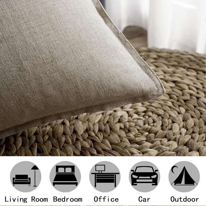 Jeanerlor Set of 2 20"x20" Pillowcase Cousion Cover Decor Cotton Linen with Unique Design to Embellish Balcony/Reception,(50 x 50cm), Gray