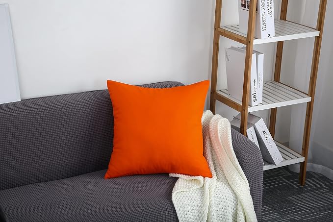 TangDepot 100% Cotton Solid Throw Pillow Cover 12x12 Orange | 100% cotton, same-color zip, machine wash & air dry. For living room, bedroom, office, car. 42 colors, 37 sizes. Cover only.