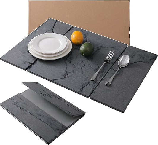 23.6"×15.7" Diatomaceous Earth Stone Dish Drying Mat, Foldable Super Absorbent Quick Dry Non-Slip Eco-Friendly Pad for Kitchen Counter, Dishes, Cups, Bottles & Utensils, Dark Gray
