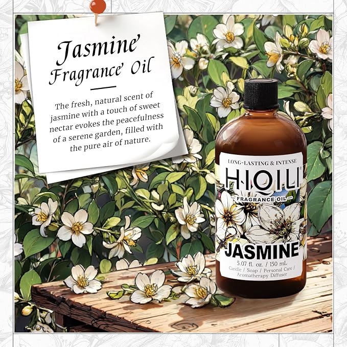 HIQILI Jasmine Fragrance Oil for Women Perfume Making - 5.07 Fl Oz | Suitable for Aromatherapy Diffuser, Long-Lasting Floral Scent, DIY Candle & Soap, Laundry Essential Oil