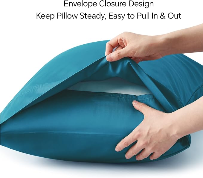 BEDELITE Body Pillow Case Cover, Rayon Made from Bamboo, Cooling Body Pillow Cover for Hot Sleepers and Night Sweats, Breathable & Silky Soft Full Long Pillow Case (Teal, 20x54 Inches)