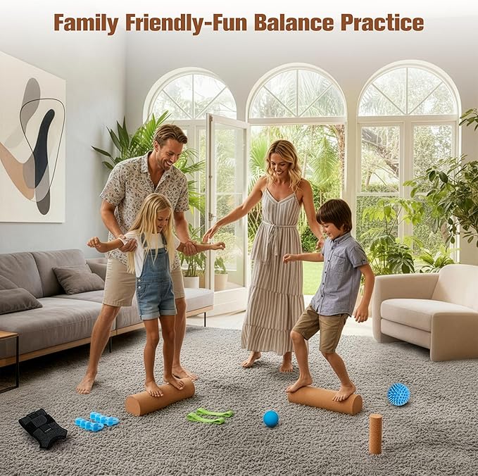 MUCITAGF Cork Balance Board - Ankle & Foot Strengthener Kit for Physical Therapy, Plantar Fasciitis Recovery, Core Stability, Enhanced Foot Function, Mobility and Prevent Falls | Balance Trainer
