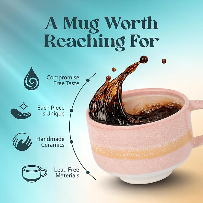 NOVA CERAMICS Ceramic Mug - Large Coffee Mug with Handle - 16 oz coffee cups - Microwave & Dishwasher Safe - Gifts For Women Men Him Her - 16oz - Afterglow