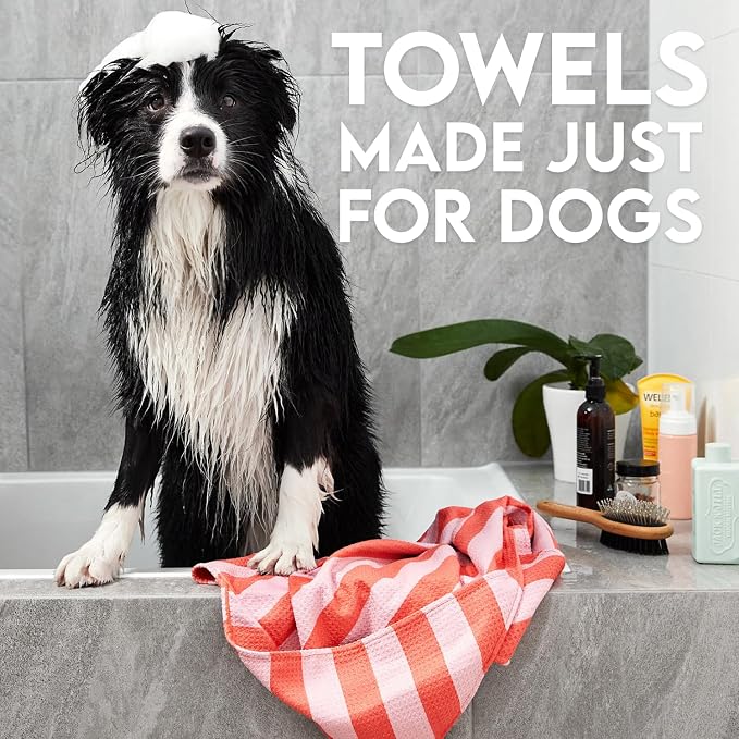 Dock & Bay Pet Towel - Super Absorbent & Quick Drying Dog Towels with Bag - 100% Recycled - Woofs Go Wild, Medium (90x50cm, 35x19)