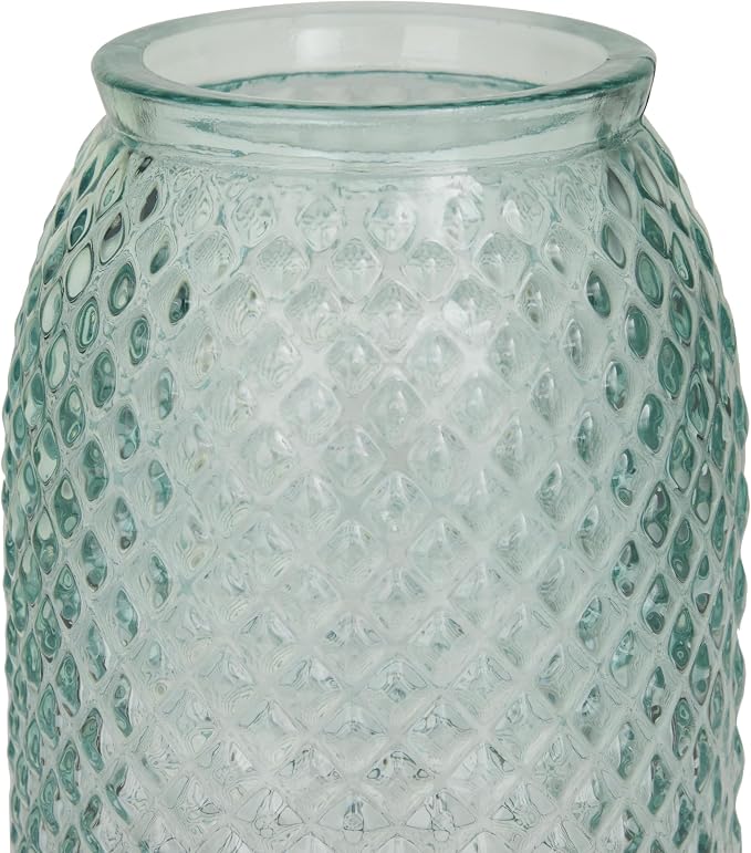 Deco 79 Recycled Glass Decorative Vase Spanish Decorative Container, Decorative Keepsake Box 6" x 6" x 11", Blue