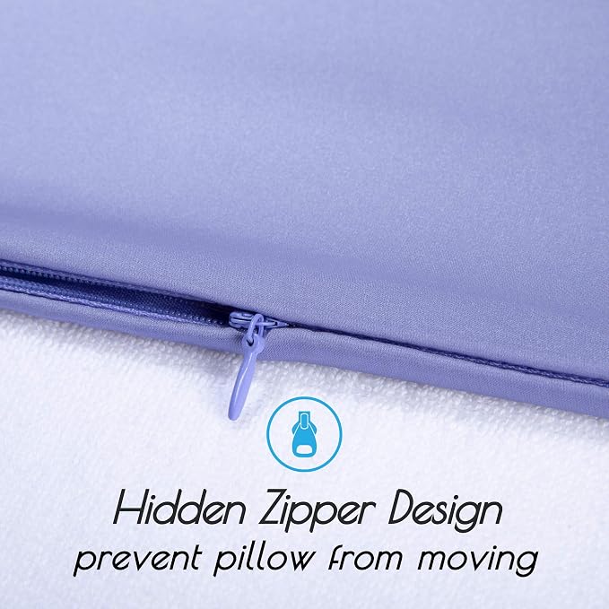 100% Mulberry Silk Pillowcase for Hair and Skin,with Hidden Zipper,Both Sides 19 Momme 600 Thread Count Natural Silk Pillow Cover,Soft Breathable Smooth (Gray Blue, Standard 20''x26'')