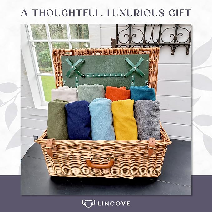 Lincove Pure Cashmere-Merino Wool Blanket - Warm & Soft Throw Blanket - 74"x55" Comfortable and Cozy Throw Blankets for Couch, Sofa, or Chair - Lightweight and Classic Throws - Rustic