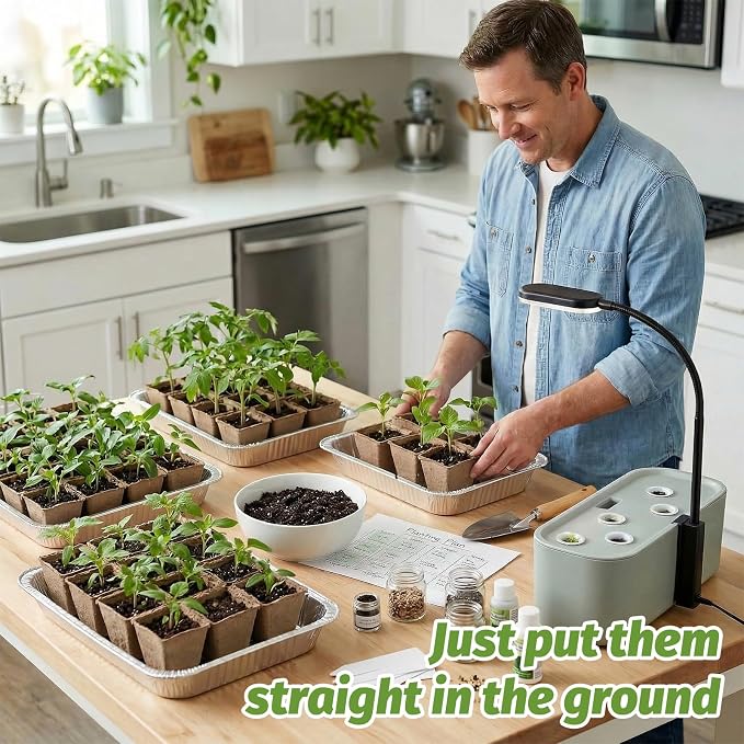 60Pcs 3.1 Inch Square Peat Pots - Nursery Pots with Drainage Holes for Seedlings - Biodegradable Seed Starting Pots with 60Pcs Plant Labels for Garden Plants