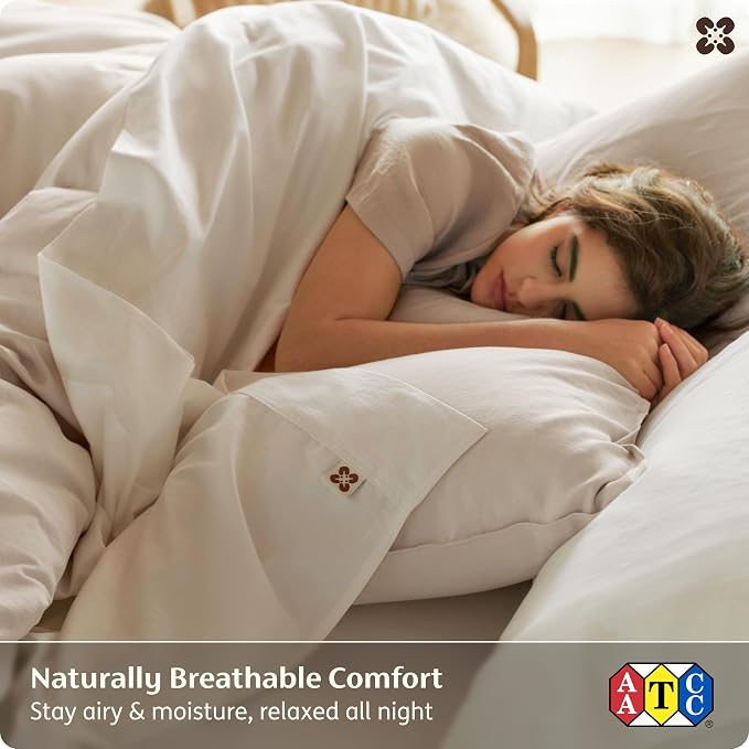 Bedsure 100% GOTS Certified Organic Cotton Sheets, Full Size Sheets, 16" Deep Pocket Bedsheets with Corner Straps, Eco-Friendly, Soft, Breathable & Luxury PureWoven Cotton Hotel Bedding, Ivory