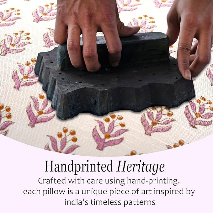 CPC Throw Piping Pillow Covers for Couch, 18x18 Inch Pillows for Living Room, 100% Cotton Boho Cute Outdoor Pillows, Flower Cushion Covers Gift for Spring, Easter - Cottage Mauve Bloom