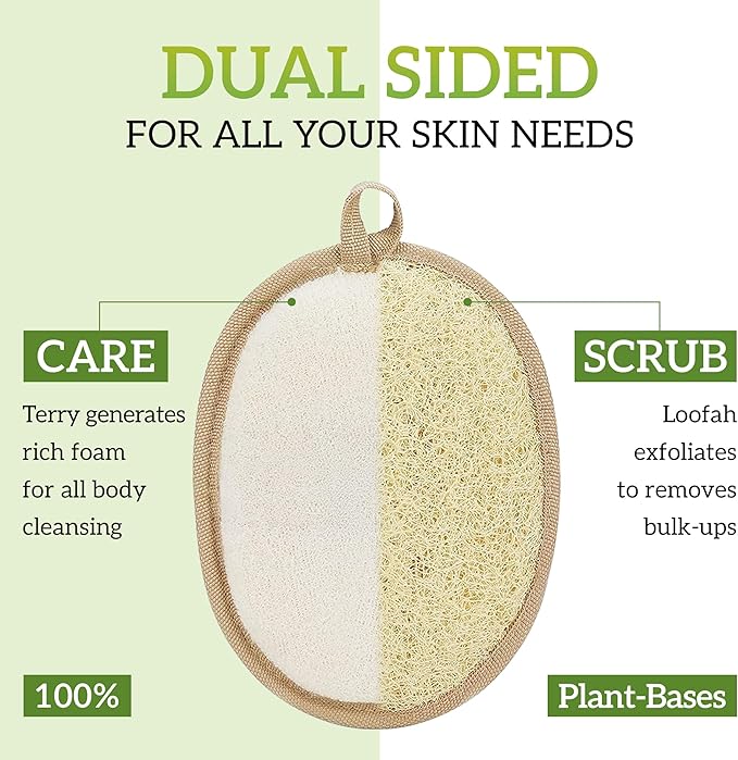 Natural Loofah Exfoliating Body Scrubber (Pack 10), Loofah Bath Sponge, Luffa for Women and Men, 100% Biodegradable Compostable, Dye Free, Zero Waste Eco Friendly Sustainable (4" x 5.5" Each)