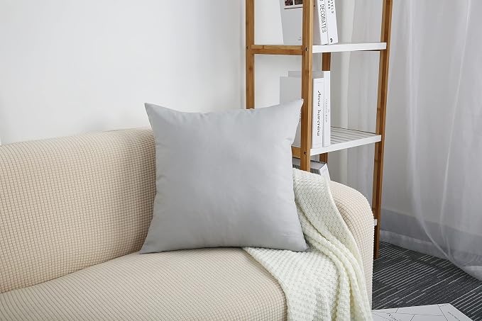 TangDepot 100% Cotton Solid Throw Pillow Cover 12x12 Gray Stone | 100% cotton, same-color zip, machine wash & air dry. For living room, bedroom, office, car. 42 colors, 30 sizes. Cover only.