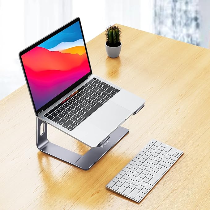 BESIGN LS03 Aluminum Laptop Stand, Ergonomic Detachable Computer Stand, Notebook Holder, Laptop Mount Compatible with Air, Pro, Dell, HP, Lenovo More 10-15.6" Laptops, Space Gray