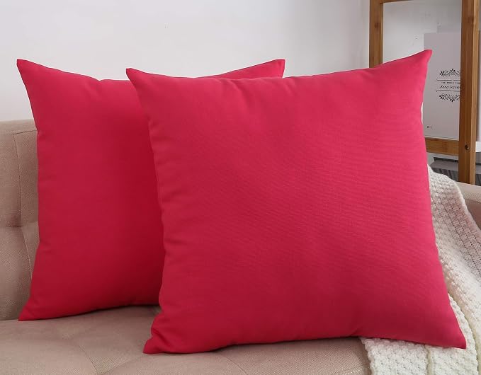 TangDepot Cotton Solid Throw Pillow Covers, 18" x 18" , Watermelon Red, 1 Count (Pack of 1) | 100% cotton, same-color zip, machine wash & air dry. For living room, bedroom, office, car. 42 colors, 258 sizes. Cover only.