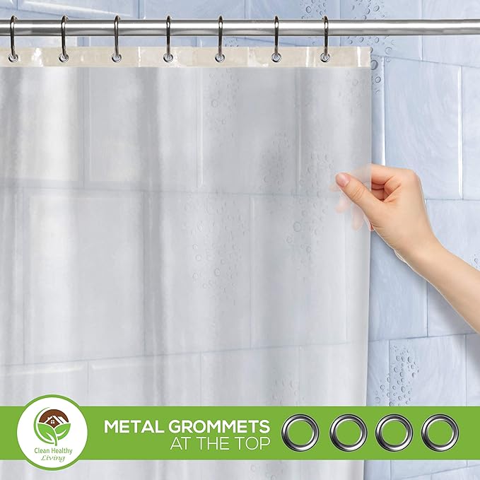 Premium PEVA Frost Shower Curtain Liner with Magnets & Suction Cups 96 x 71 in. Long