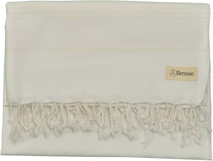 Bersuse Towels Anatolia XL Beach Blanket Throw Blanket Turkish Towel 100% Cotton Extra-Large Quick-Dry Lightweight Premium Peshtemal Towel - 61x82 Inches, White