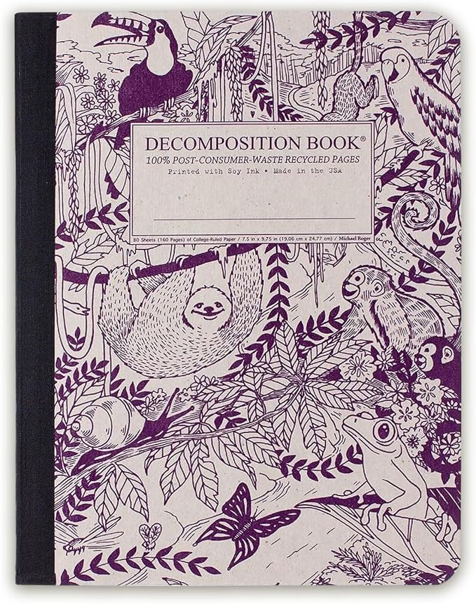 Decomposition Rainforest College Ruled Composition Notebook - 9.75 x 7.5 Journal with 160 Lined Pages - Notebooks for School Supplies, Home & Office - 100% Recycled Paper - Made in USA