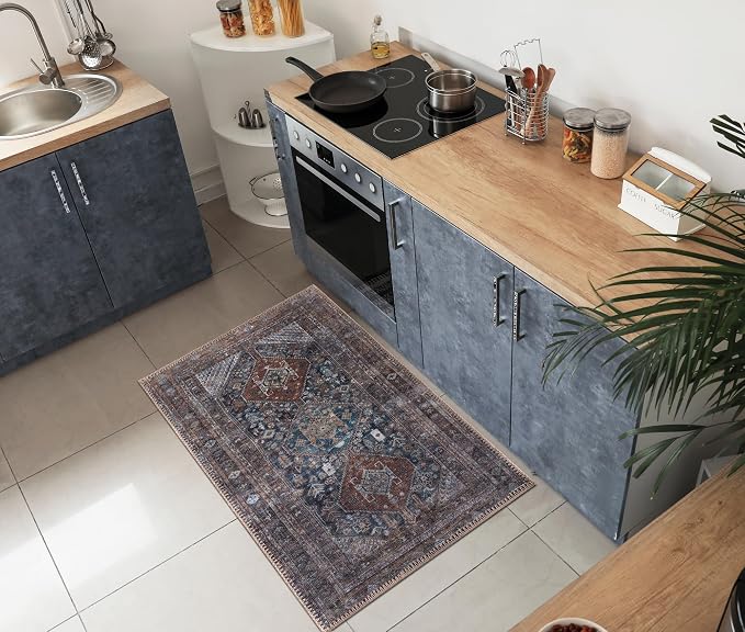 Keen Home Design 24"x36" Rug - Machine Washable Entry Rug with Non-Slip Backing, Ideal for Enteryway, Kitchen, Bathroom, Laundry Room - Vintage, Easy Clean, Durable, Low Pile - (2' x 3')